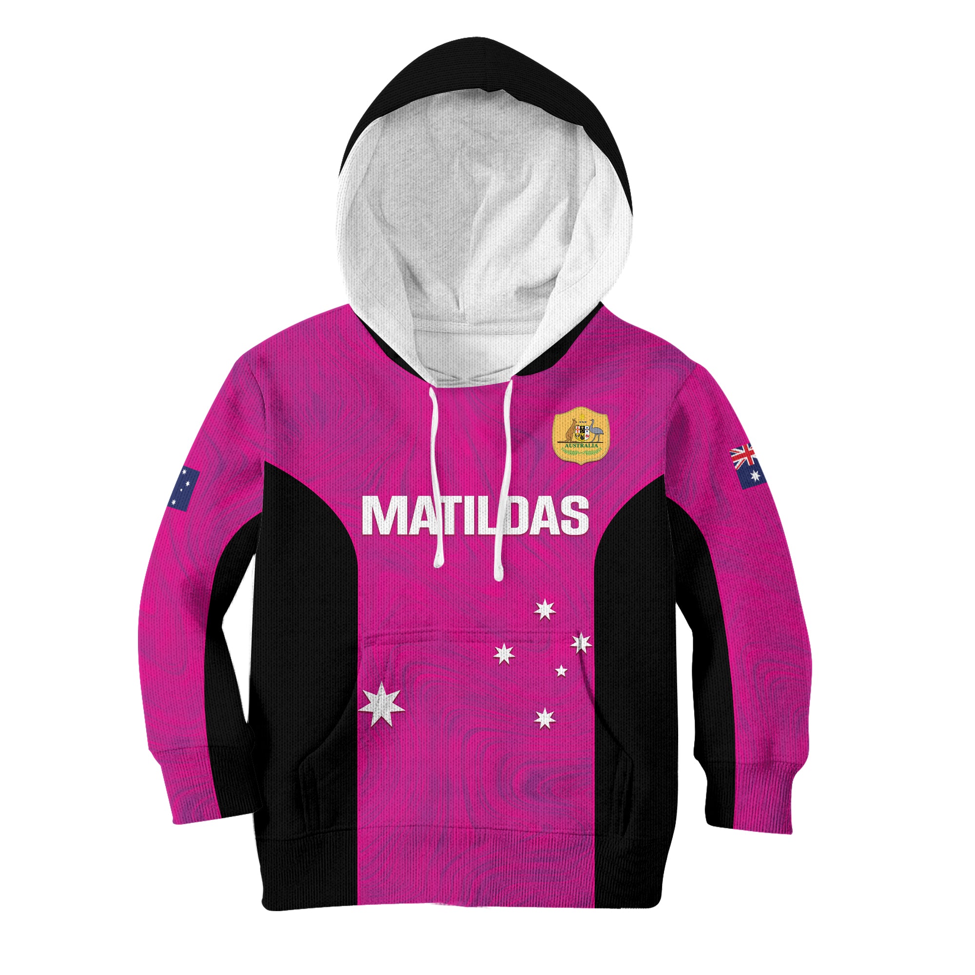 Custom Australia Soccer Kid Hoodie Matildas Go Champions - Pink LT14