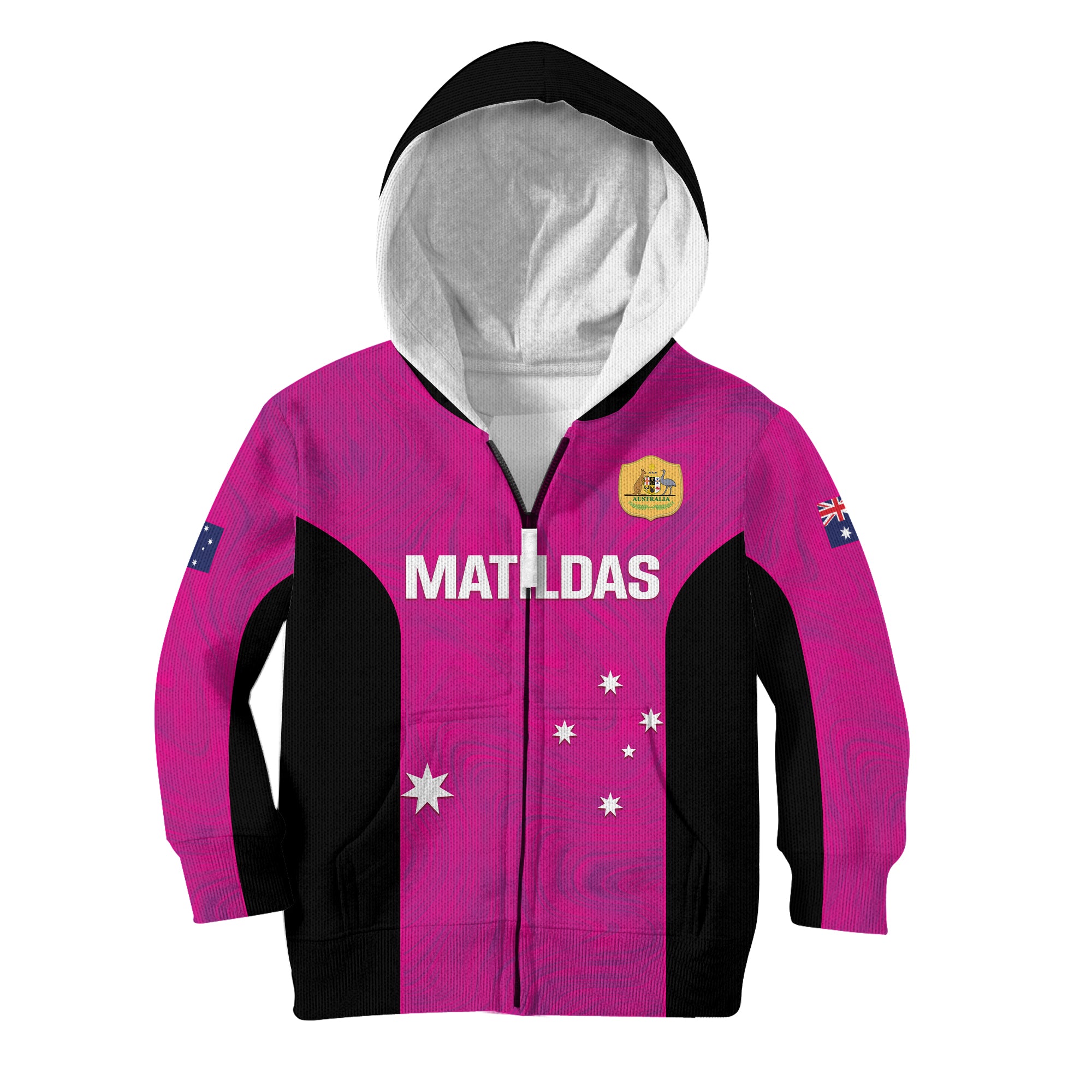 Custom Australia Soccer Kid Hoodie Matildas Go Champions - Pink LT14