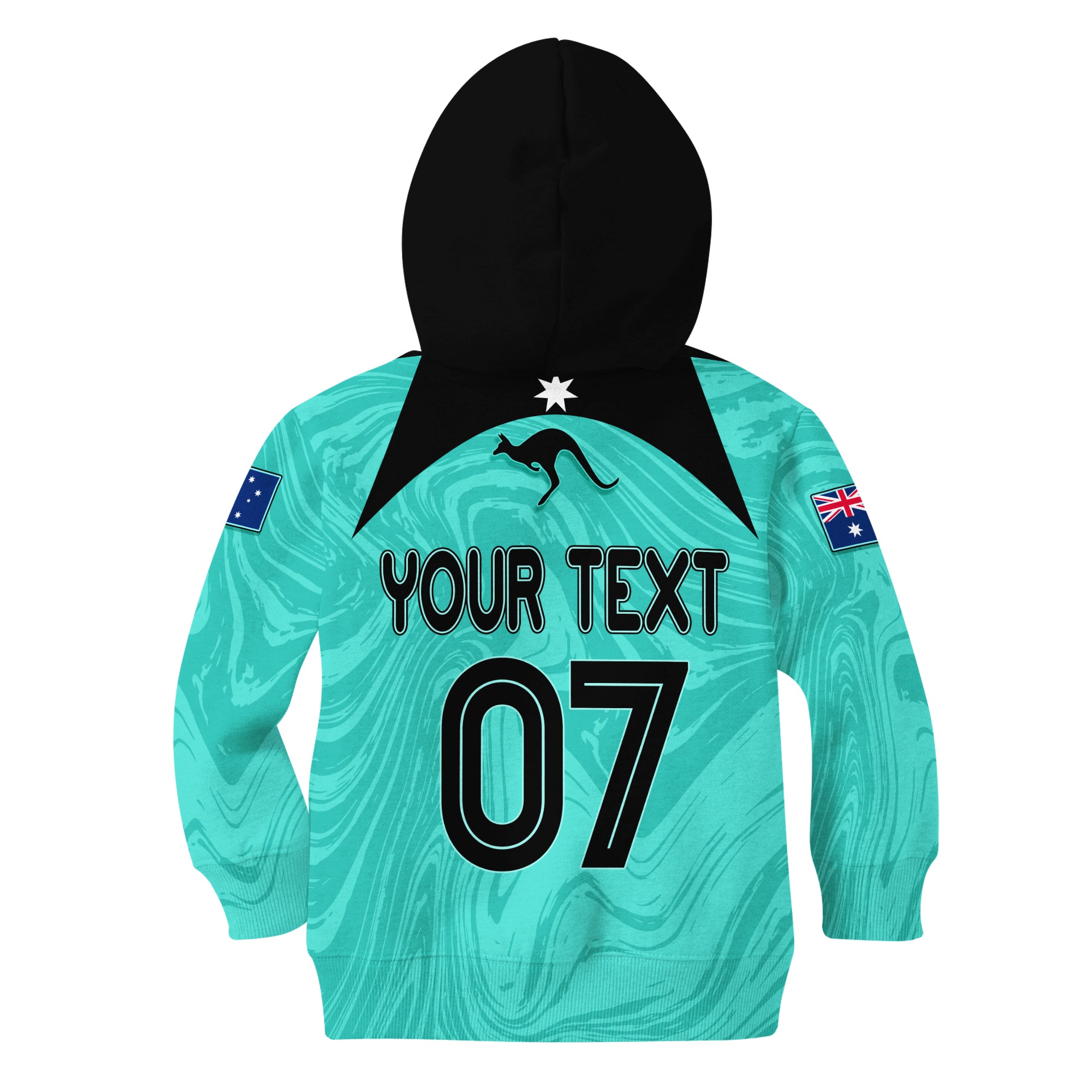 Personalised Aussie Matildas Kid Hoodie 2023 Women World Cup Marble Patterns - Turquoise LT7