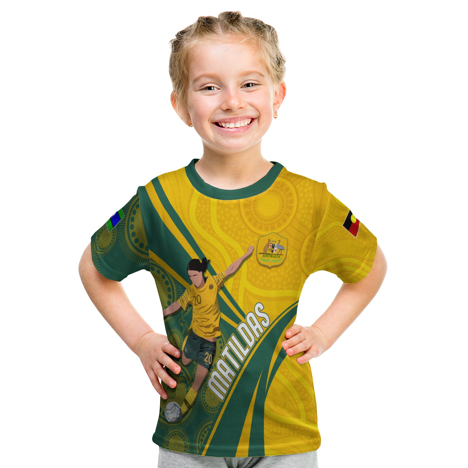 personalised-australia-soccer-matildas-indigenous-kid-t-shirt-sam-kerr-world-cup-2026