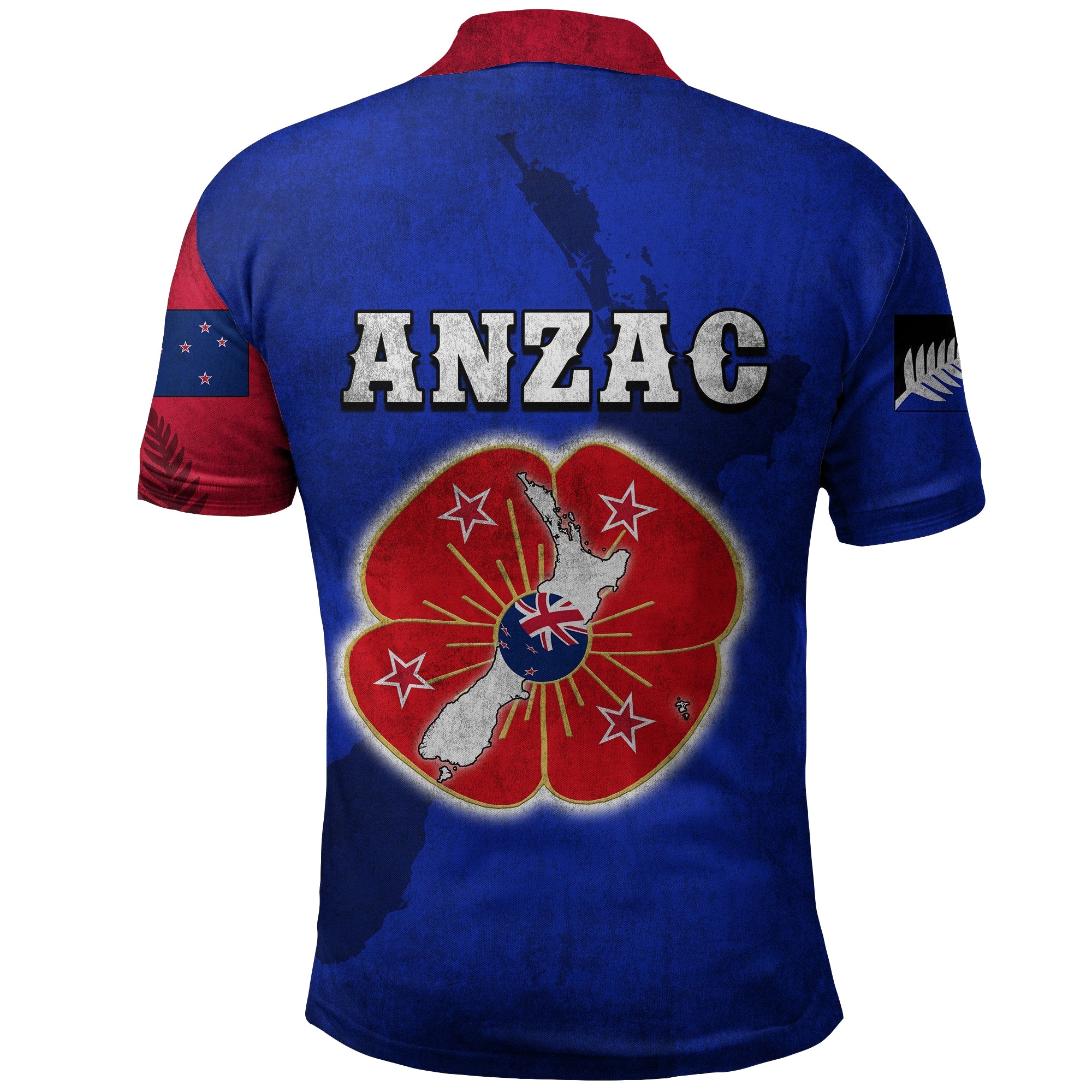 Anzac New Zealand Polo Shirt Lest We Forget Blue - Road to Peace