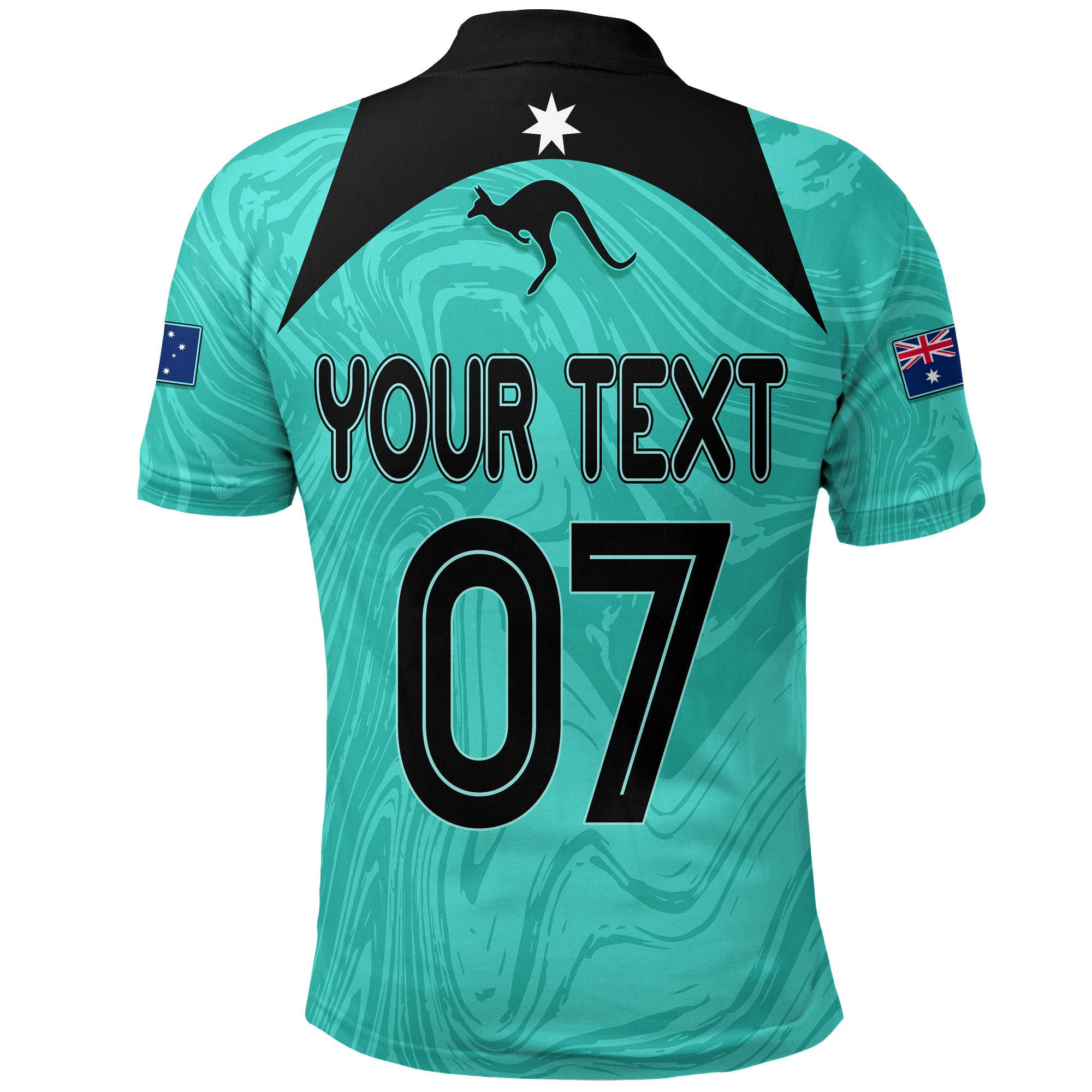 Personalised Aussie Matildas Polo Shirt 2023 Women World Cup Marble Patterns - Turquoise LT7