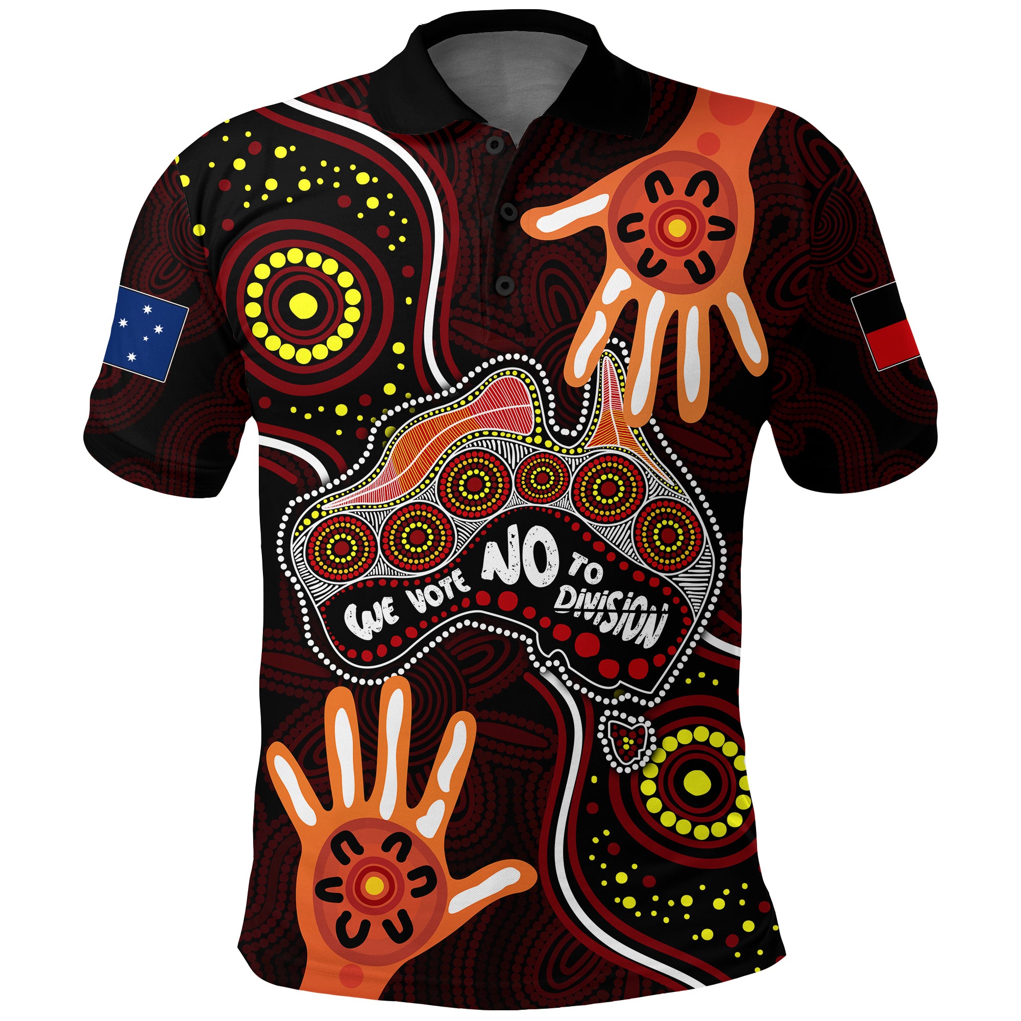 Australia Indigenous Polo Shirt We Vote NO To Division Aboriginal Map LT7