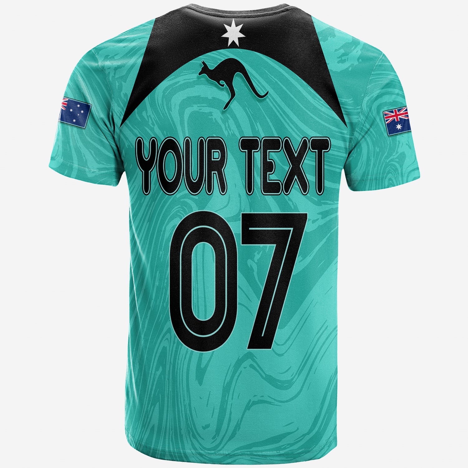 Personalised Aussie Matildas T Shirt 2023 Women World Cup Marble Patterns - Turquoise LT7