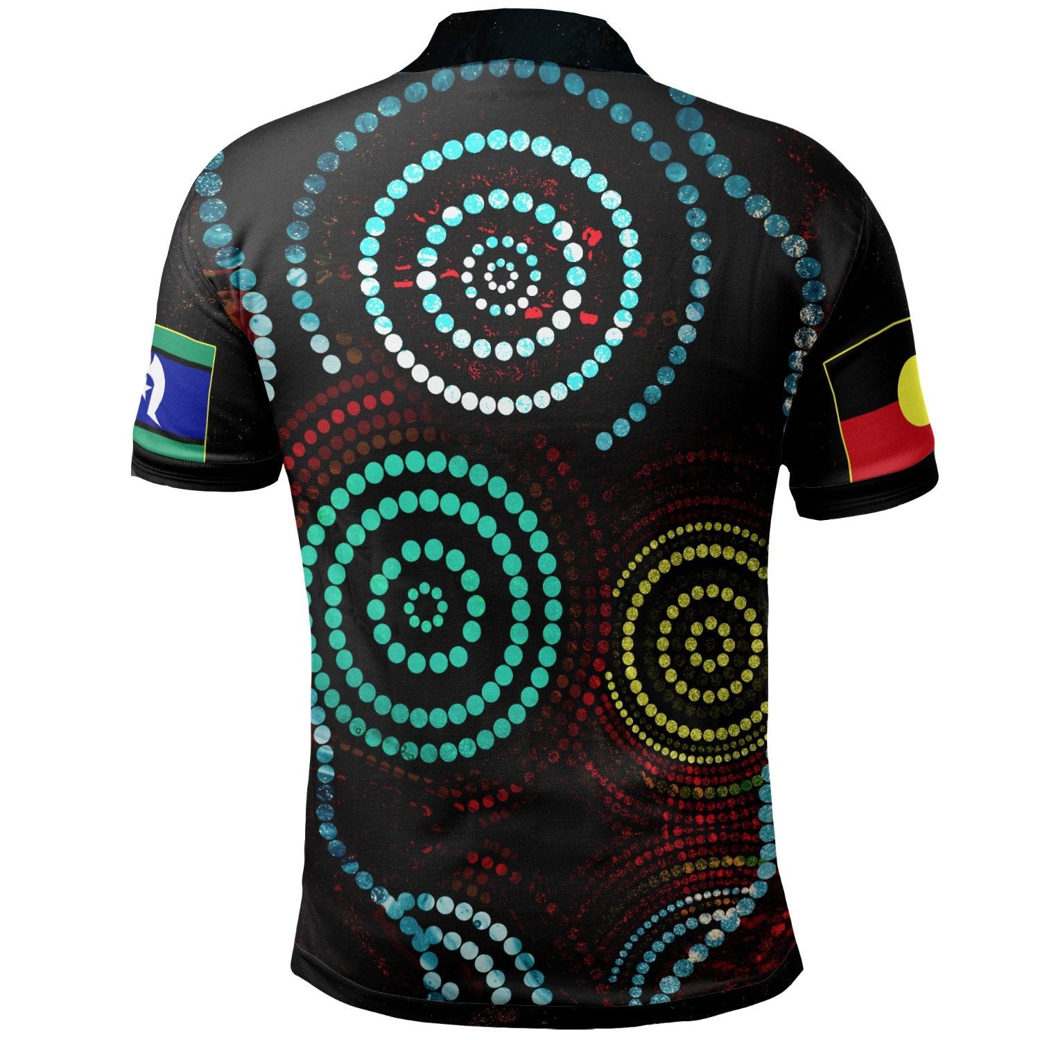 Polo Shirt, Aboriginal Dot Patterns & Flag Small-