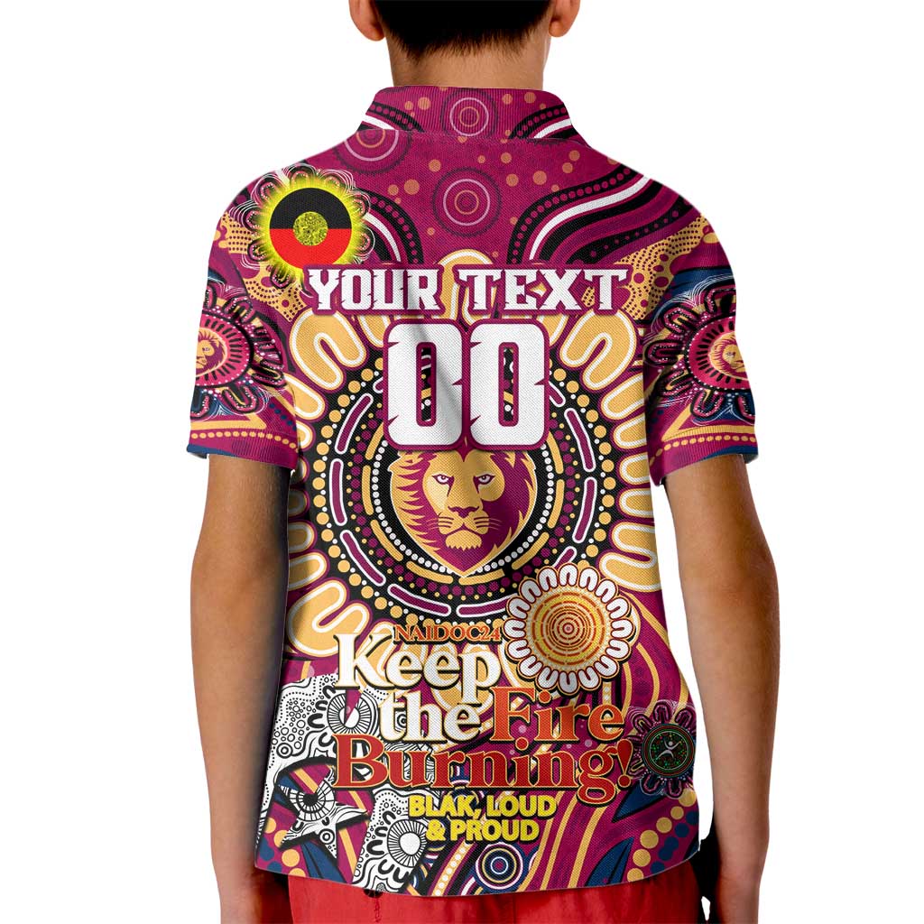 Custom Brisbane Lions NAIDOC Week 2024 Kid Polo Shirt Mascot Football