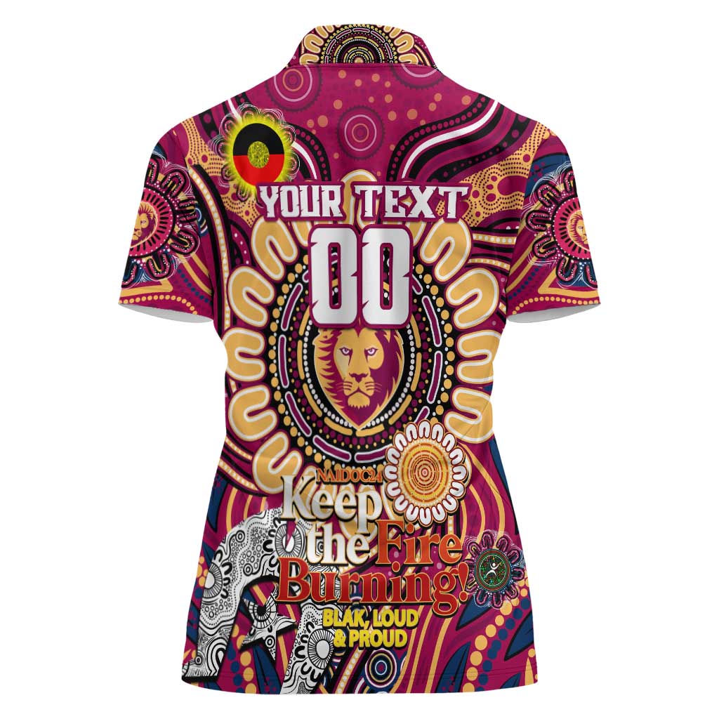 Custom Brisbane Lions NAIDOC Week 2024 Women Polo Shirt Mascot Football