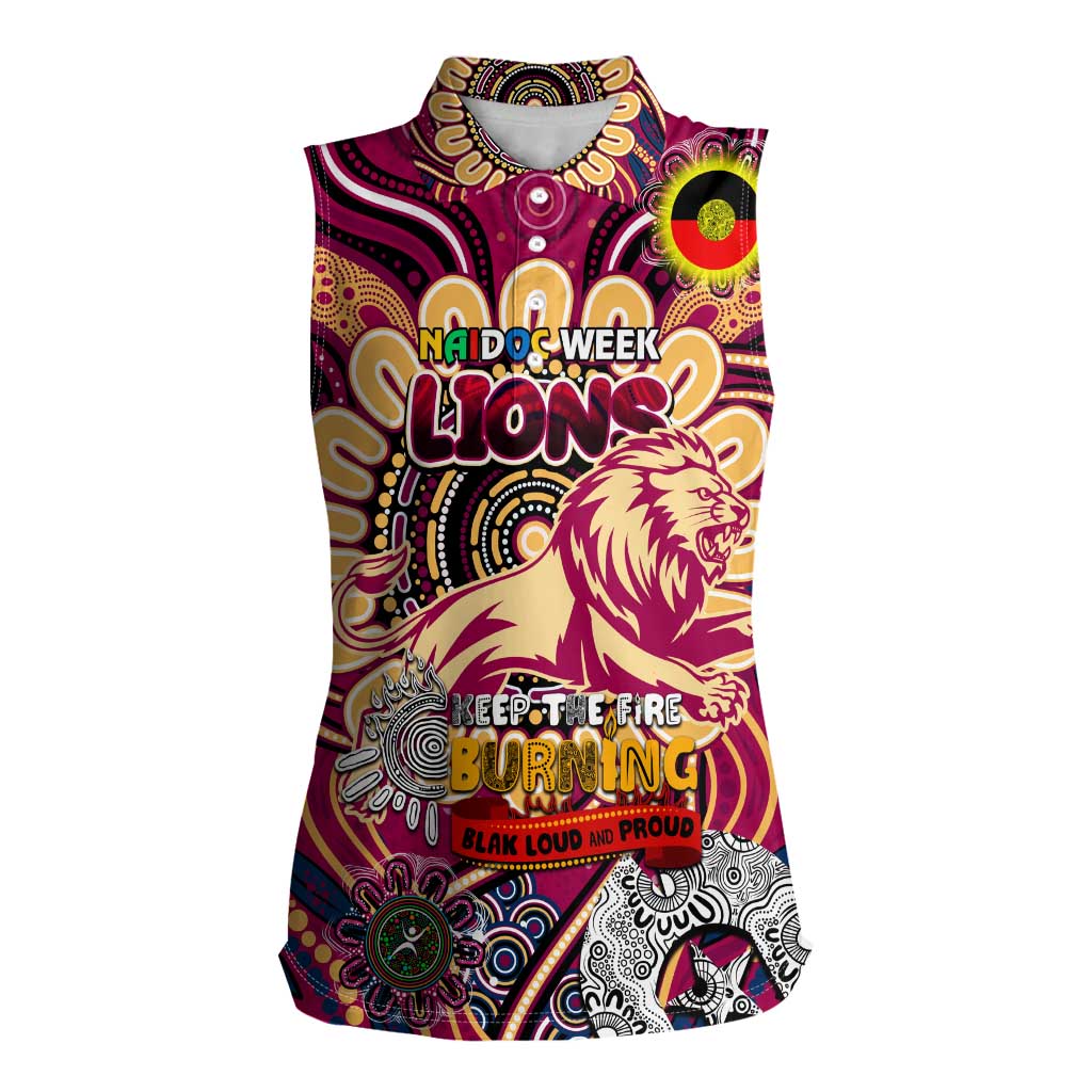 Custom Brisbane Lions NAIDOC Week 2024 Women Sleeveless Polo Shirt Mascot Football