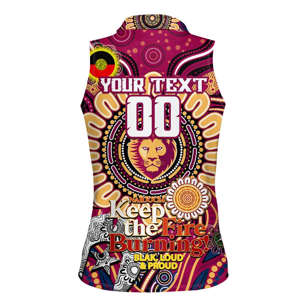 Custom Brisbane Lions NAIDOC Week 2024 Women Sleeveless Polo Shirt Mascot Football