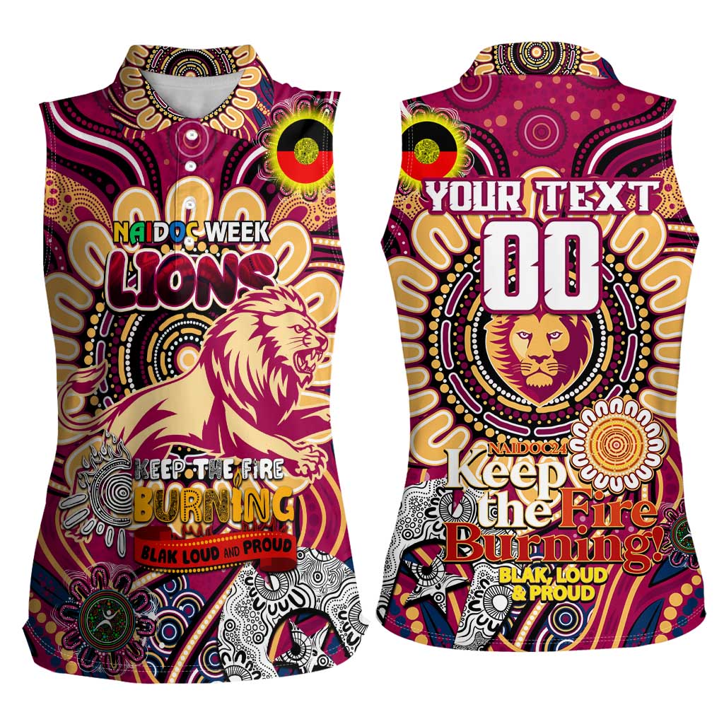 Custom Brisbane Lions NAIDOC Week 2024 Women Sleeveless Polo Shirt Mascot Football