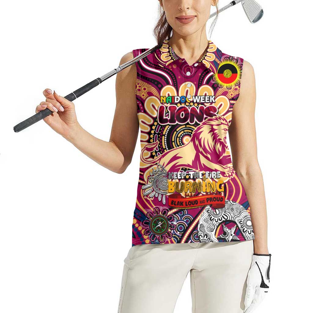 Custom Brisbane Lions NAIDOC Week 2024 Women Sleeveless Polo Shirt Mascot Football