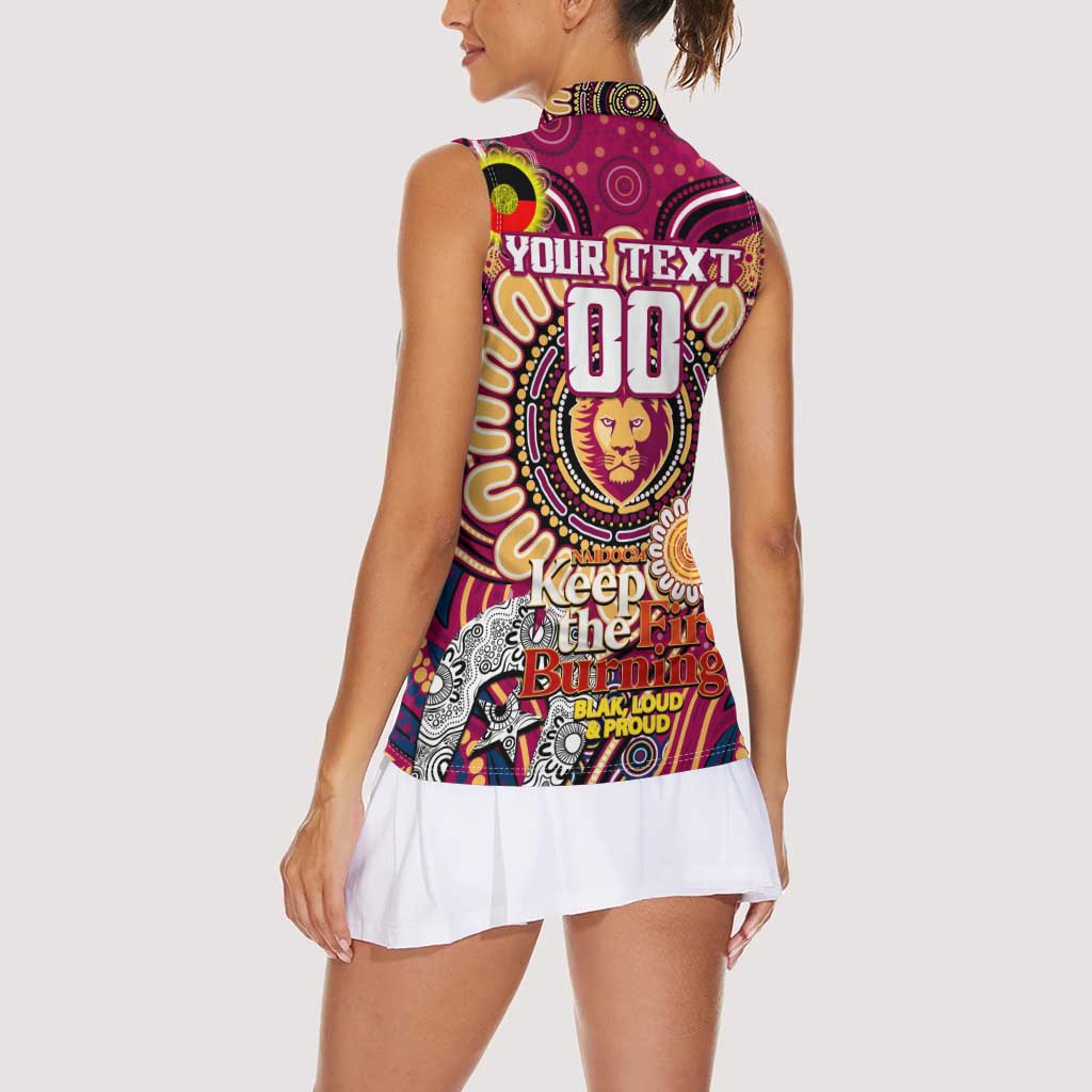 Custom Brisbane Lions NAIDOC Week 2024 Women Sleeveless Polo Shirt Mascot Football