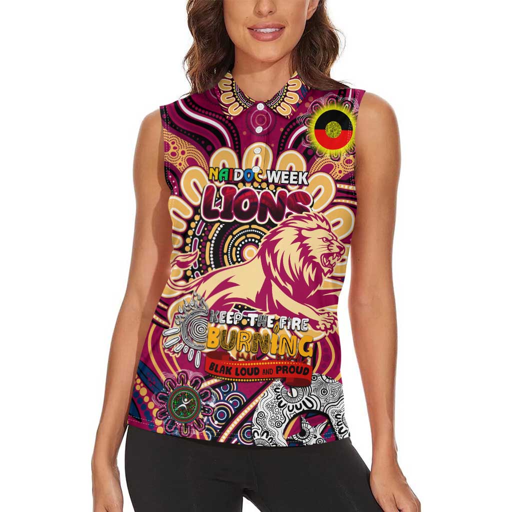 Custom Brisbane Lions NAIDOC Week 2024 Women Sleeveless Polo Shirt Mascot Football