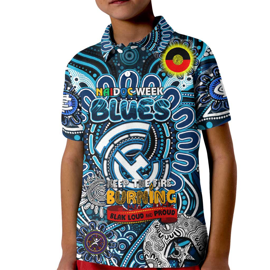 Custom Carlton Blues NAIDOC Week 2024 Kid Polo Shirt Mascot Football