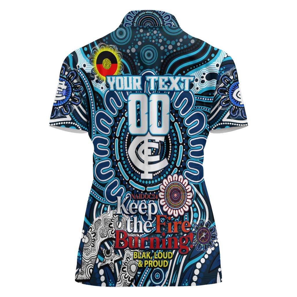 Custom Carlton Blues NAIDOC Week 2024 Women Polo Shirt Mascot Football