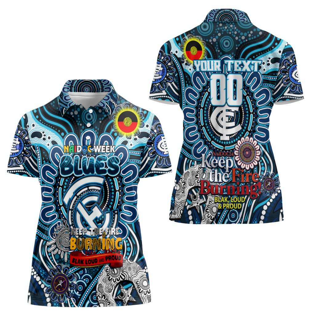 Custom Carlton Blues NAIDOC Week 2024 Women Polo Shirt Mascot Football