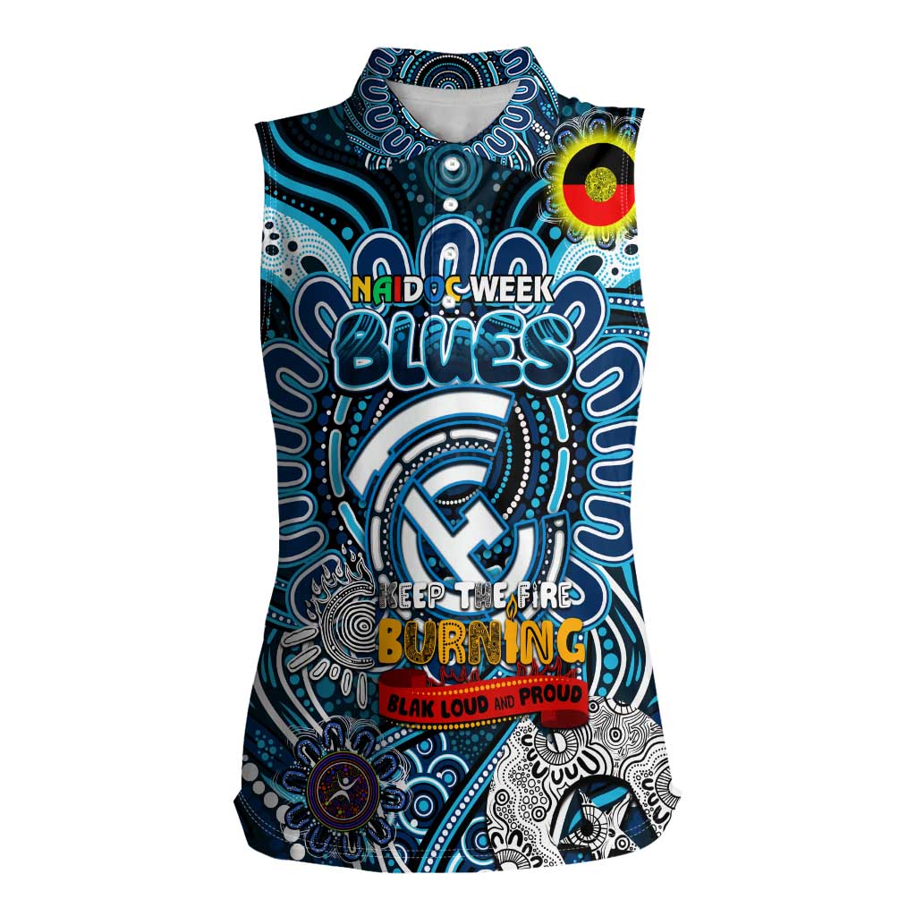 Custom Carlton Blues NAIDOC Week 2024 Women Sleeveless Polo Shirt Mascot Football