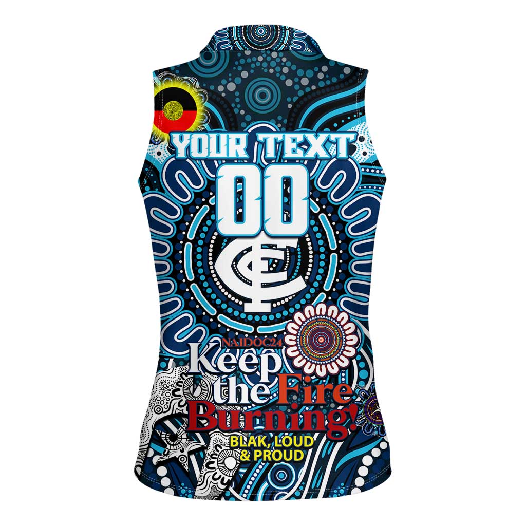 Custom Carlton Blues NAIDOC Week 2024 Women Sleeveless Polo Shirt Mascot Football