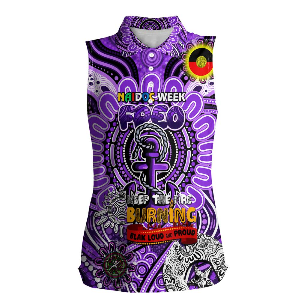 Custom Fremantle Dockers Freo NAIDOC Week 2024 Women Sleeveless Polo Shirt Mascot Football