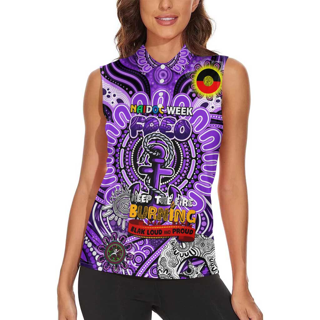 Custom Fremantle Dockers Freo NAIDOC Week 2024 Women Sleeveless Polo Shirt Mascot Football