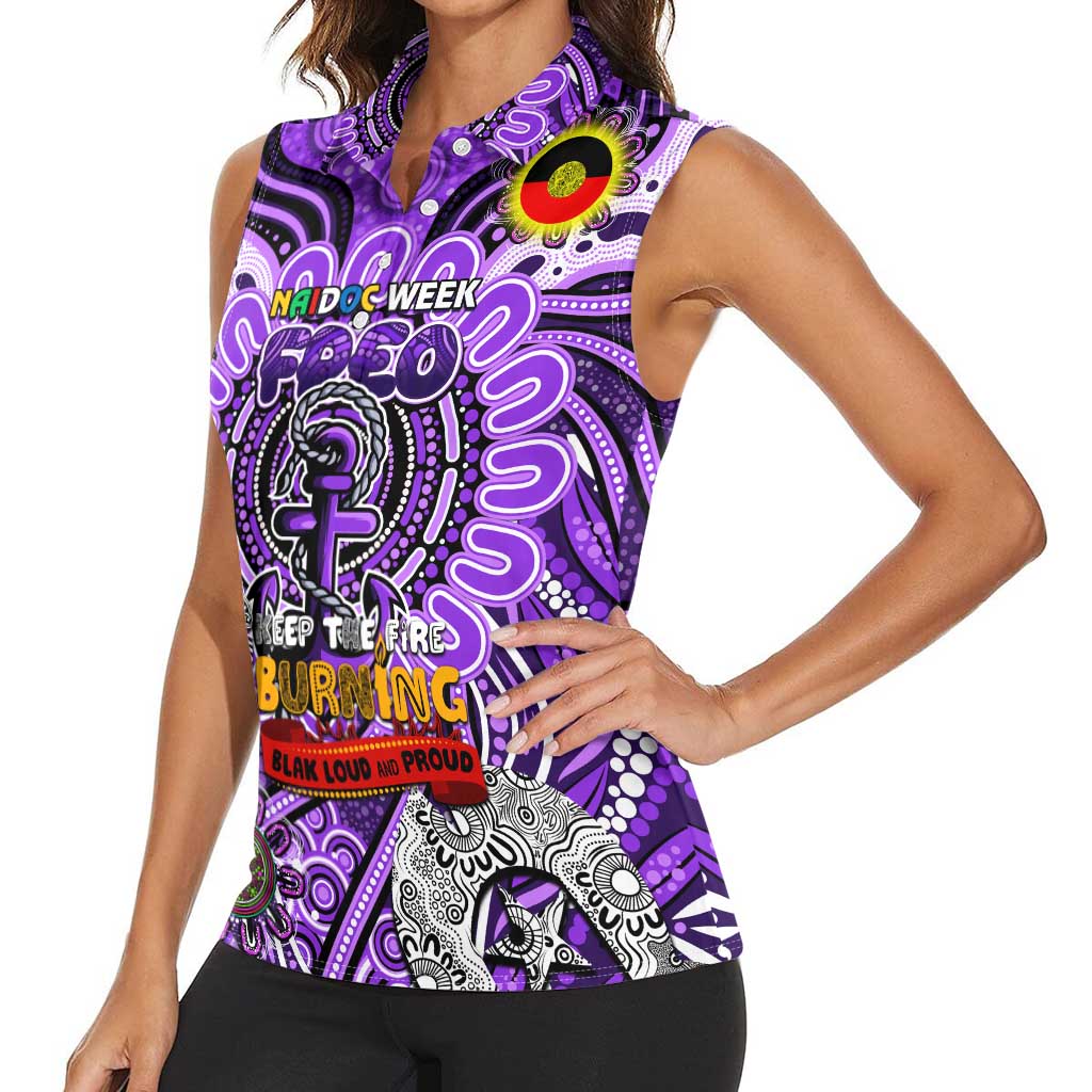 Custom Fremantle Dockers Freo NAIDOC Week 2024 Women Sleeveless Polo Shirt Mascot Football