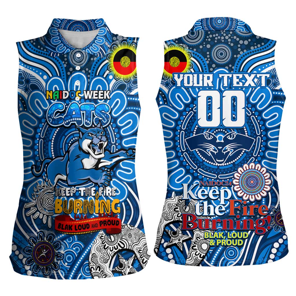 Custom Geelong Cats NAIDOC Week 2024 Women Sleeveless Polo Shirt Mascot Football