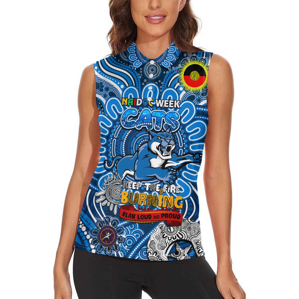 Custom Geelong Cats NAIDOC Week 2024 Women Sleeveless Polo Shirt Mascot Football