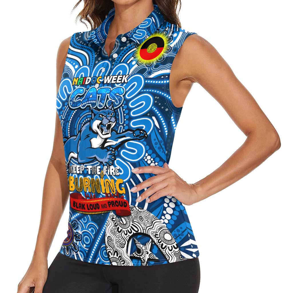 Custom Geelong Cats NAIDOC Week 2024 Women Sleeveless Polo Shirt Mascot Football