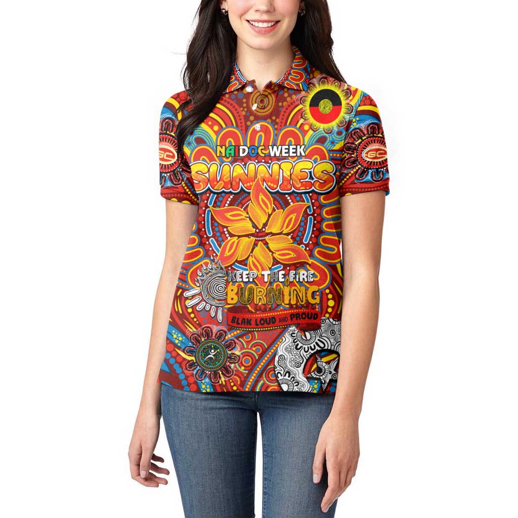 Custom Gold Coast Suns NAIDOC Week 2024 Women Polo Shirt Mascot Football