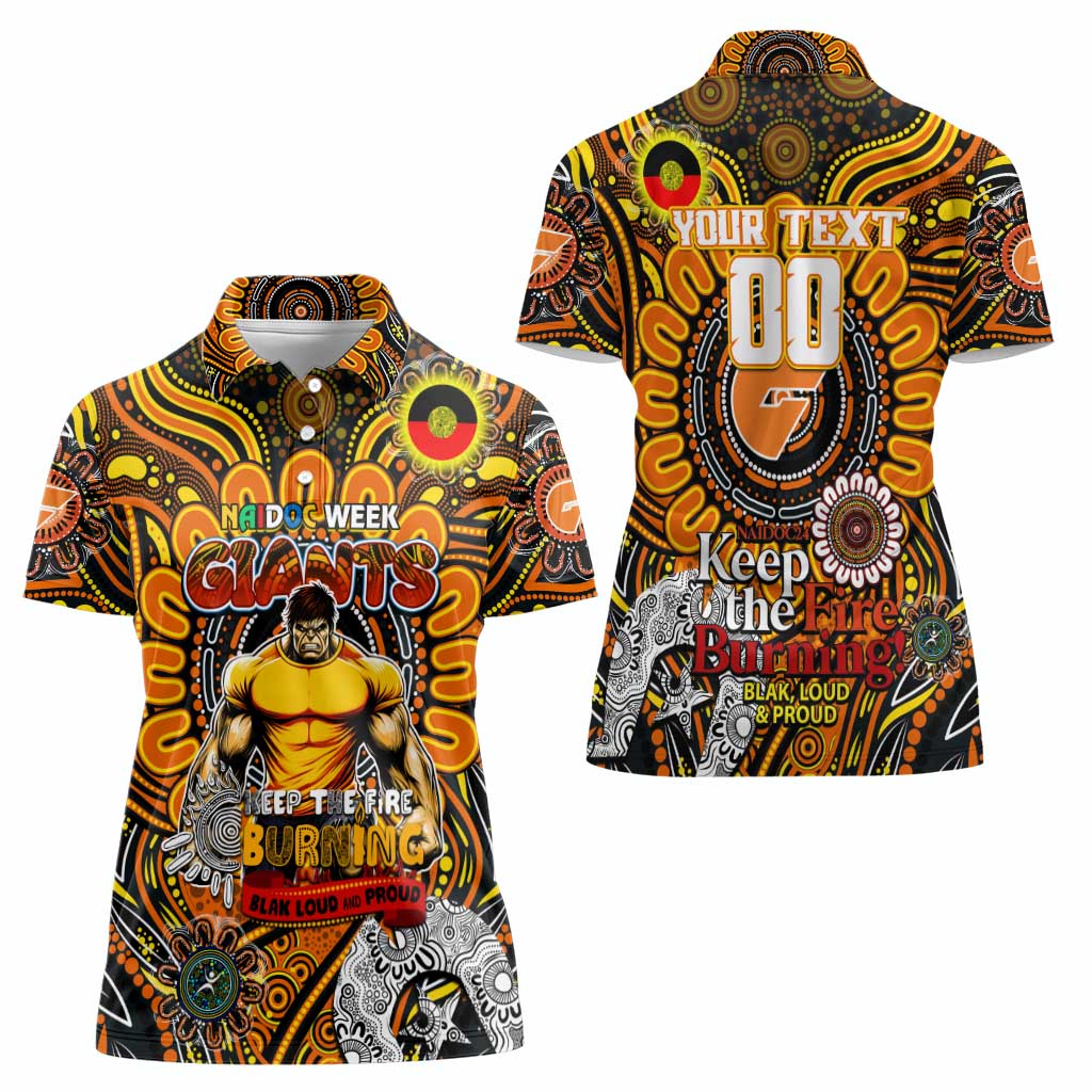 Custom GWS Giants NAIDOC Week 2024 Women Polo Shirt Mascot Football