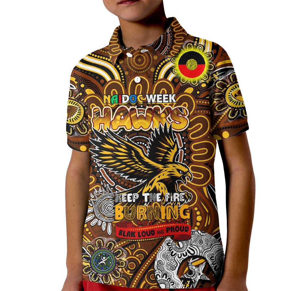 Custom Hawthorn Hawks NAIDOC Week 2024 Kid Polo Shirt Mascot Football