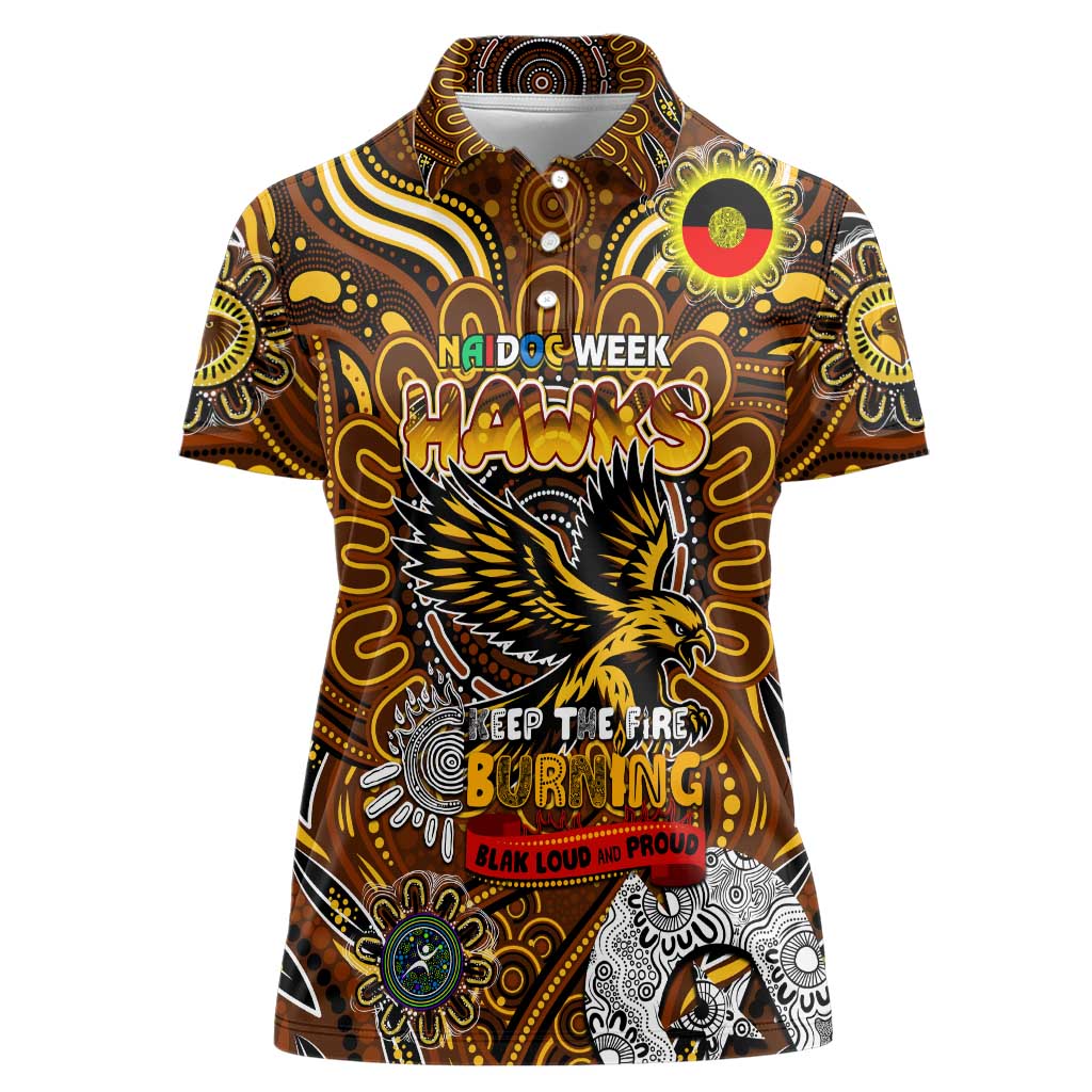 Custom Hawthorn Hawks NAIDOC Week 2024 Women Polo Shirt Mascot Football