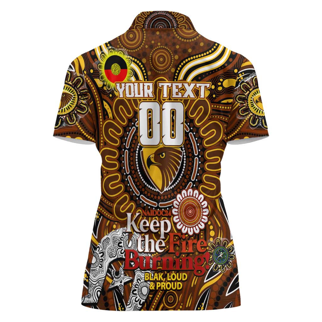 Custom Hawthorn Hawks NAIDOC Week 2024 Women Polo Shirt Mascot Football