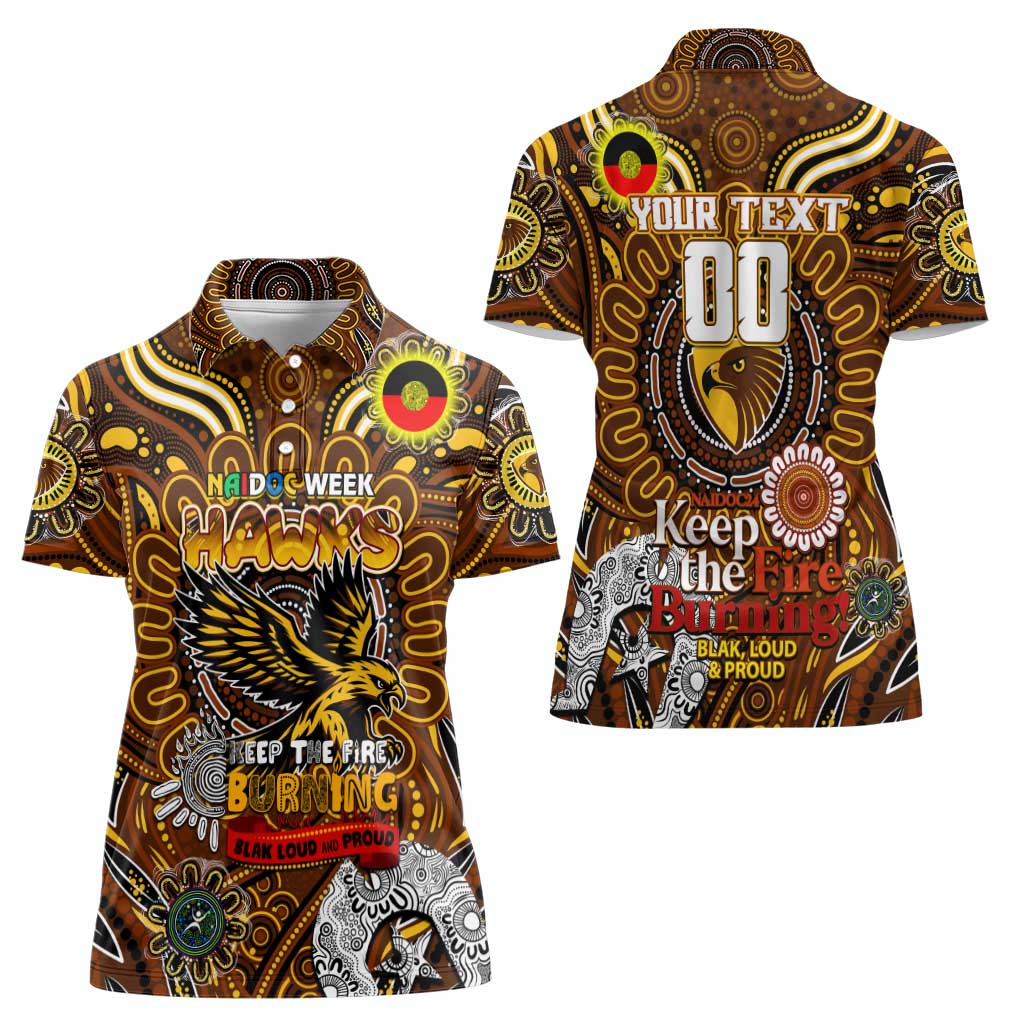 Custom Hawthorn Hawks NAIDOC Week 2024 Women Polo Shirt Mascot Football