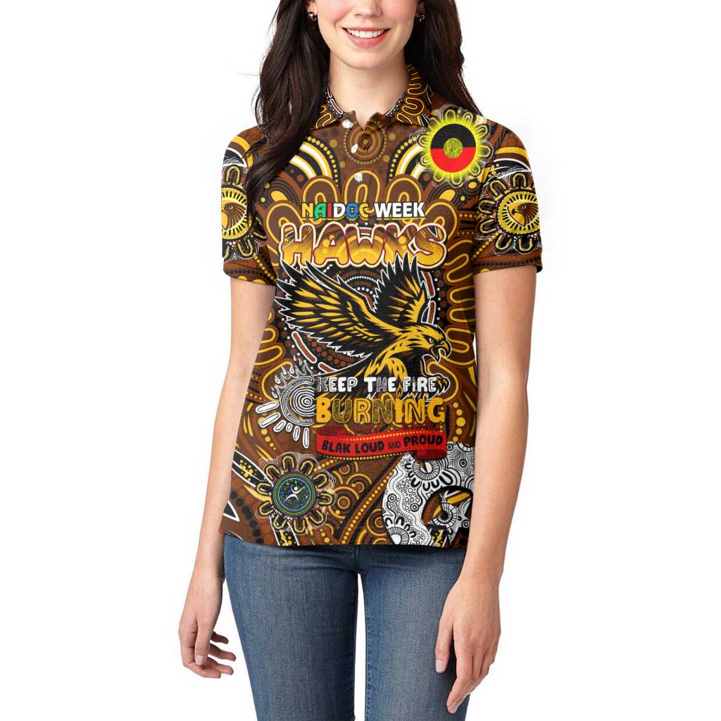 Custom Hawthorn Hawks NAIDOC Week 2024 Women Polo Shirt Mascot Football