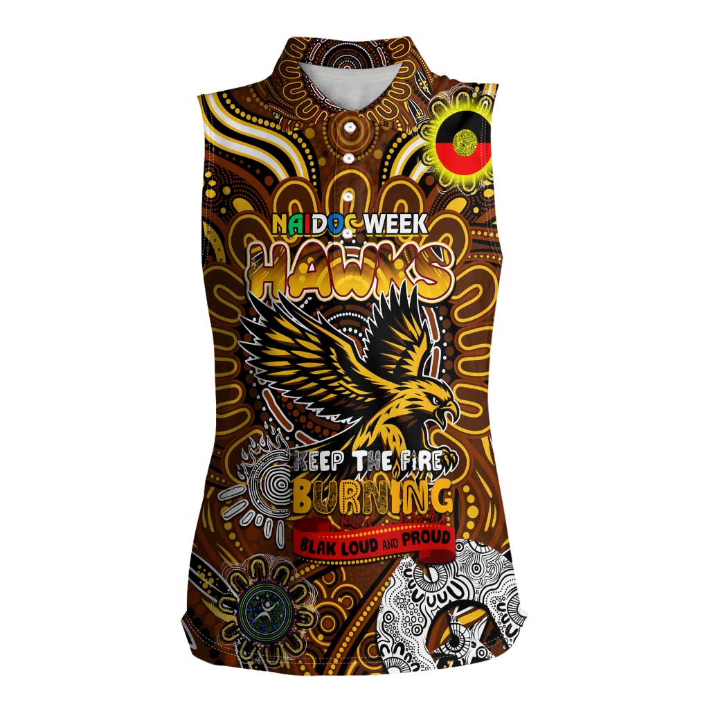 Custom Hawthorn Hawks NAIDOC Week 2024 Women Sleeveless Polo Shirt Mascot Football