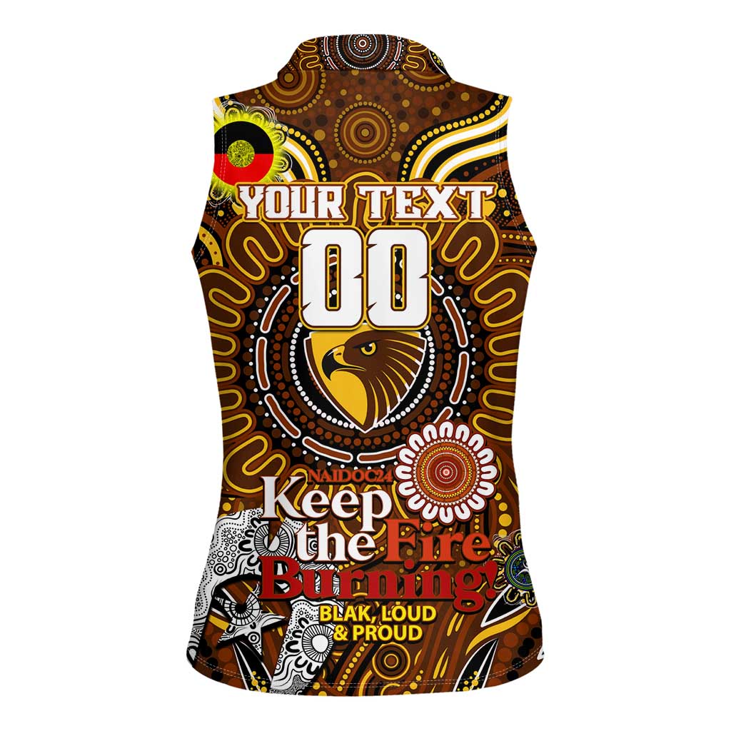 Custom Hawthorn Hawks NAIDOC Week 2024 Women Sleeveless Polo Shirt Mascot Football