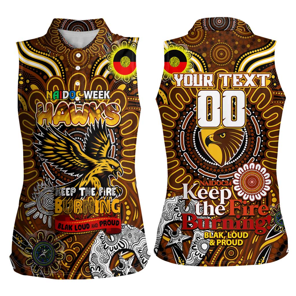 Custom Hawthorn Hawks NAIDOC Week 2024 Women Sleeveless Polo Shirt Mascot Football