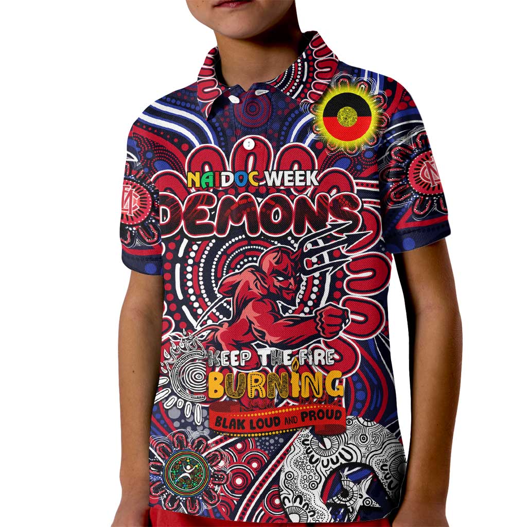 Custom Melbourne Demons NAIDOC Week 2024 Kid Polo Shirt Mascot Football