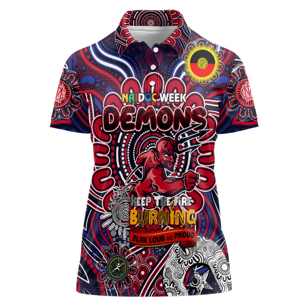 Custom Melbourne Demons NAIDOC Week 2024 Women Polo Shirt Mascot Football