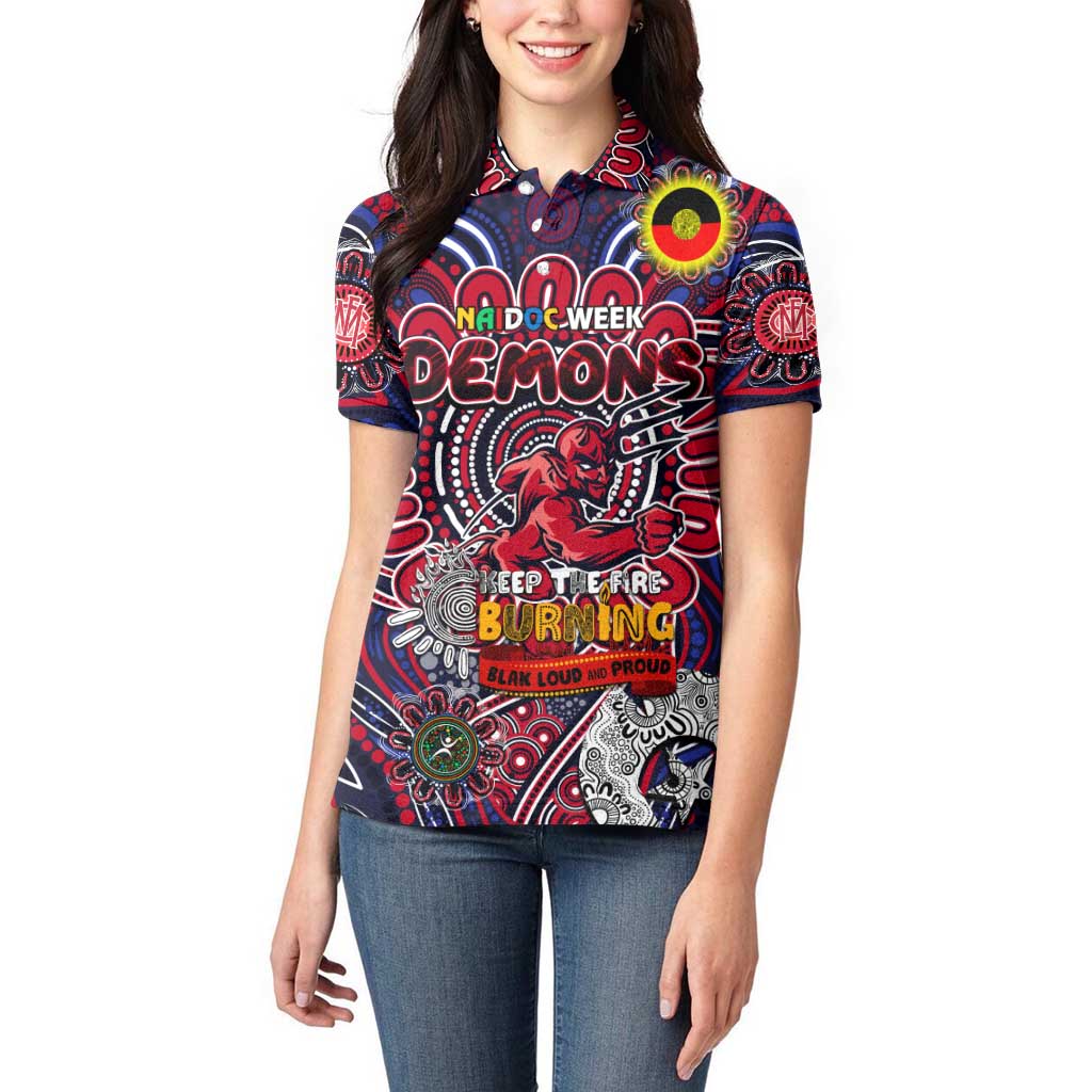 Custom Melbourne Demons NAIDOC Week 2024 Women Polo Shirt Mascot Football