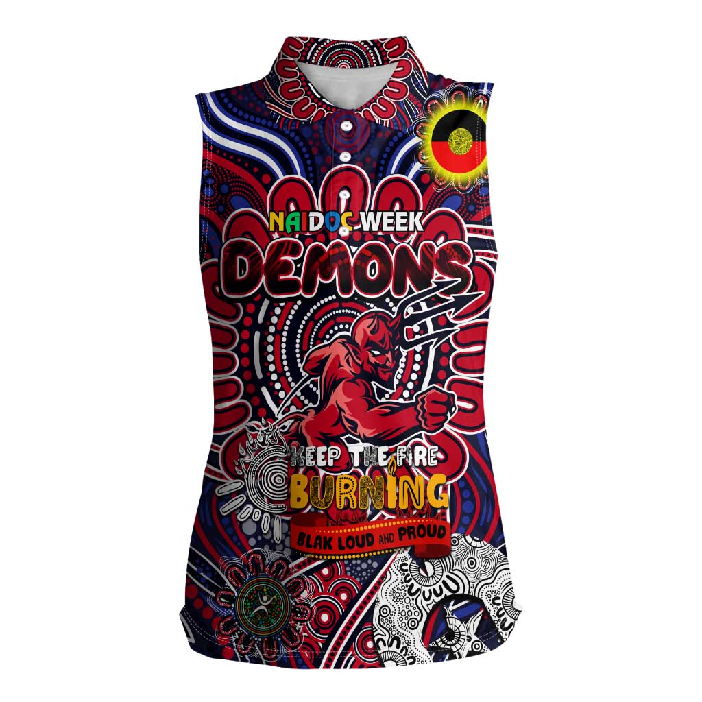 Custom Melbourne Demons NAIDOC Week 2024 Women Sleeveless Polo Shirt Mascot Football