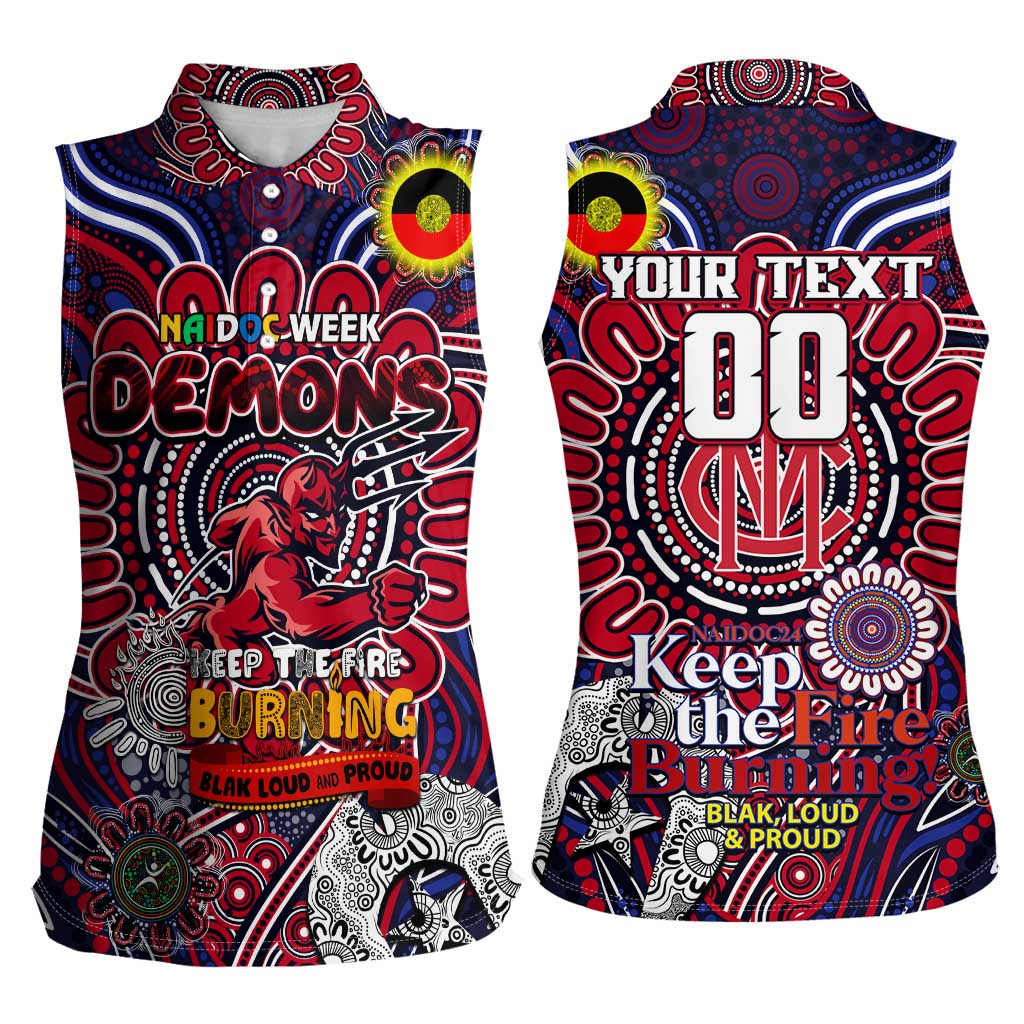 Custom Melbourne Demons NAIDOC Week 2024 Women Sleeveless Polo Shirt Mascot Football