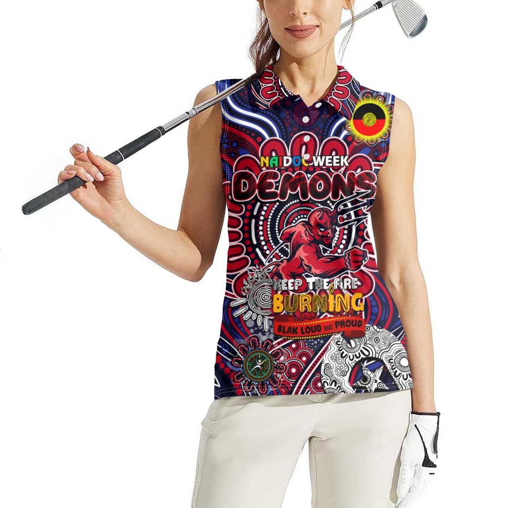 Custom Melbourne Demons NAIDOC Week 2024 Women Sleeveless Polo Shirt Mascot Football