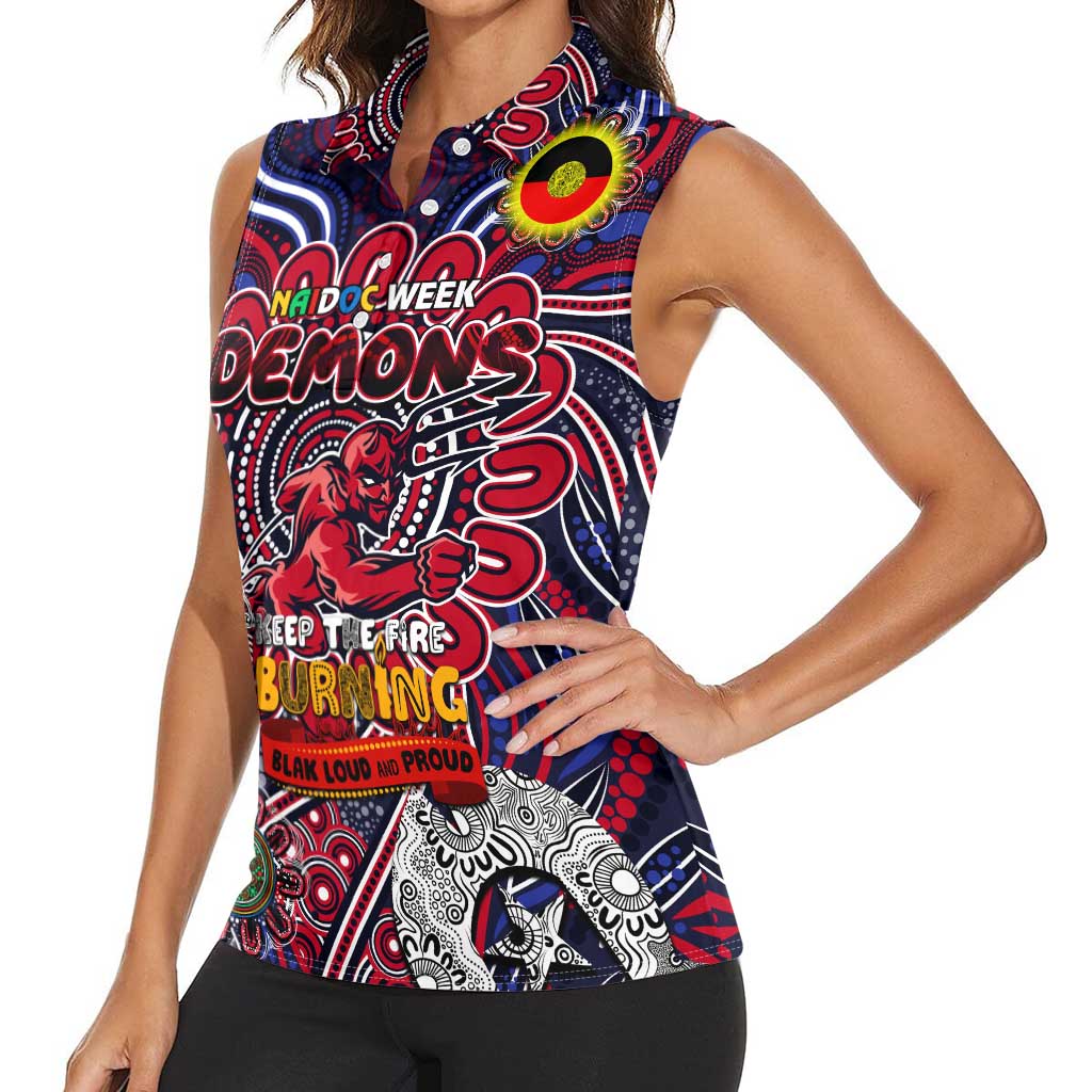 Custom Melbourne Demons NAIDOC Week 2024 Women Sleeveless Polo Shirt Mascot Football