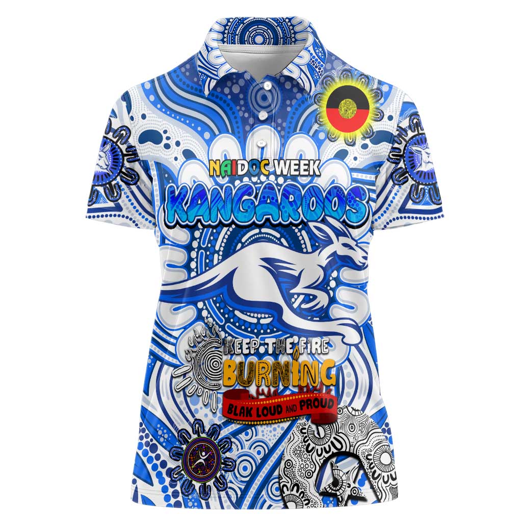 Custom North Melbourne Kangaroos NAIDOC Week 2024 Women Polo Shirt Mascot Football