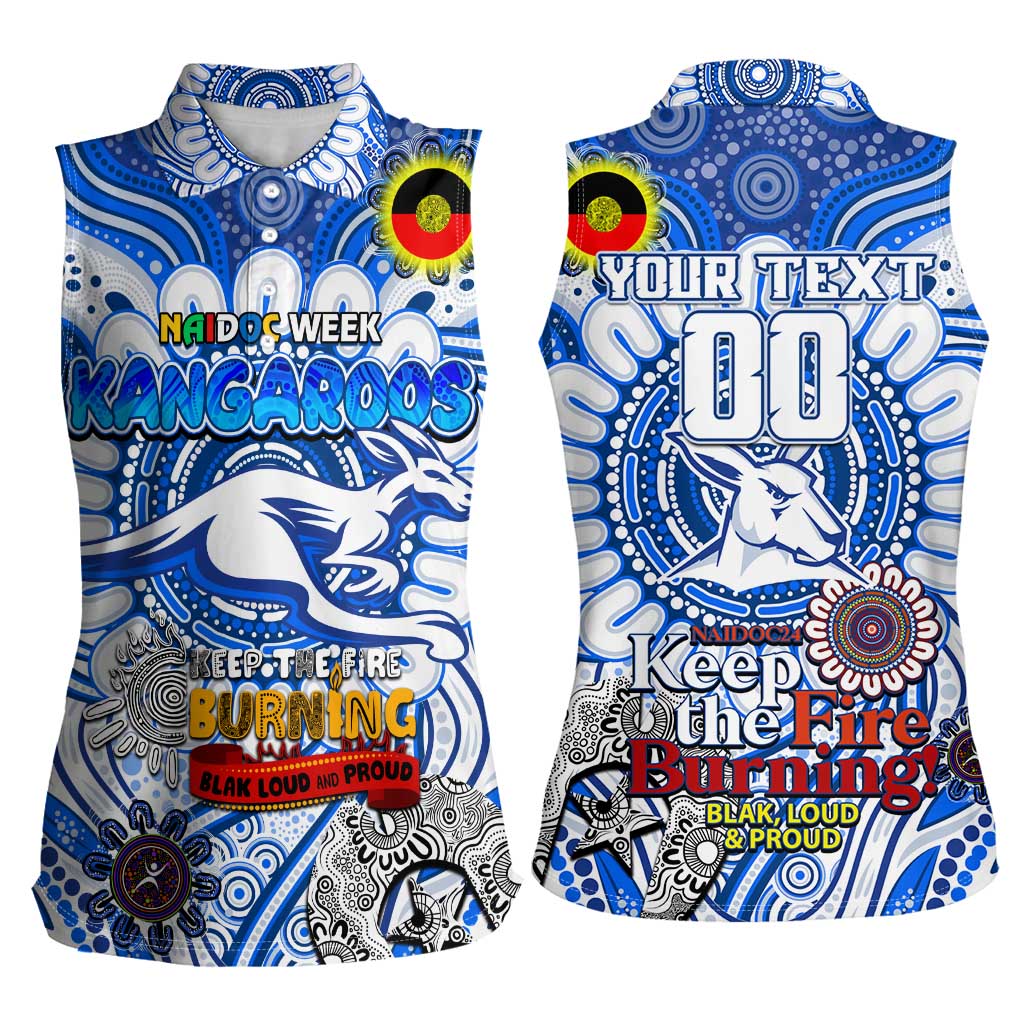 Custom North Melbourne Kangaroos NAIDOC Week 2024 Women Sleeveless Polo Shirt Mascot Football