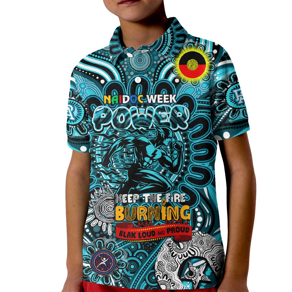 Custom Port Adelaide Power NAIDOC Week 2024 Kid Polo Shirt Mascot Football