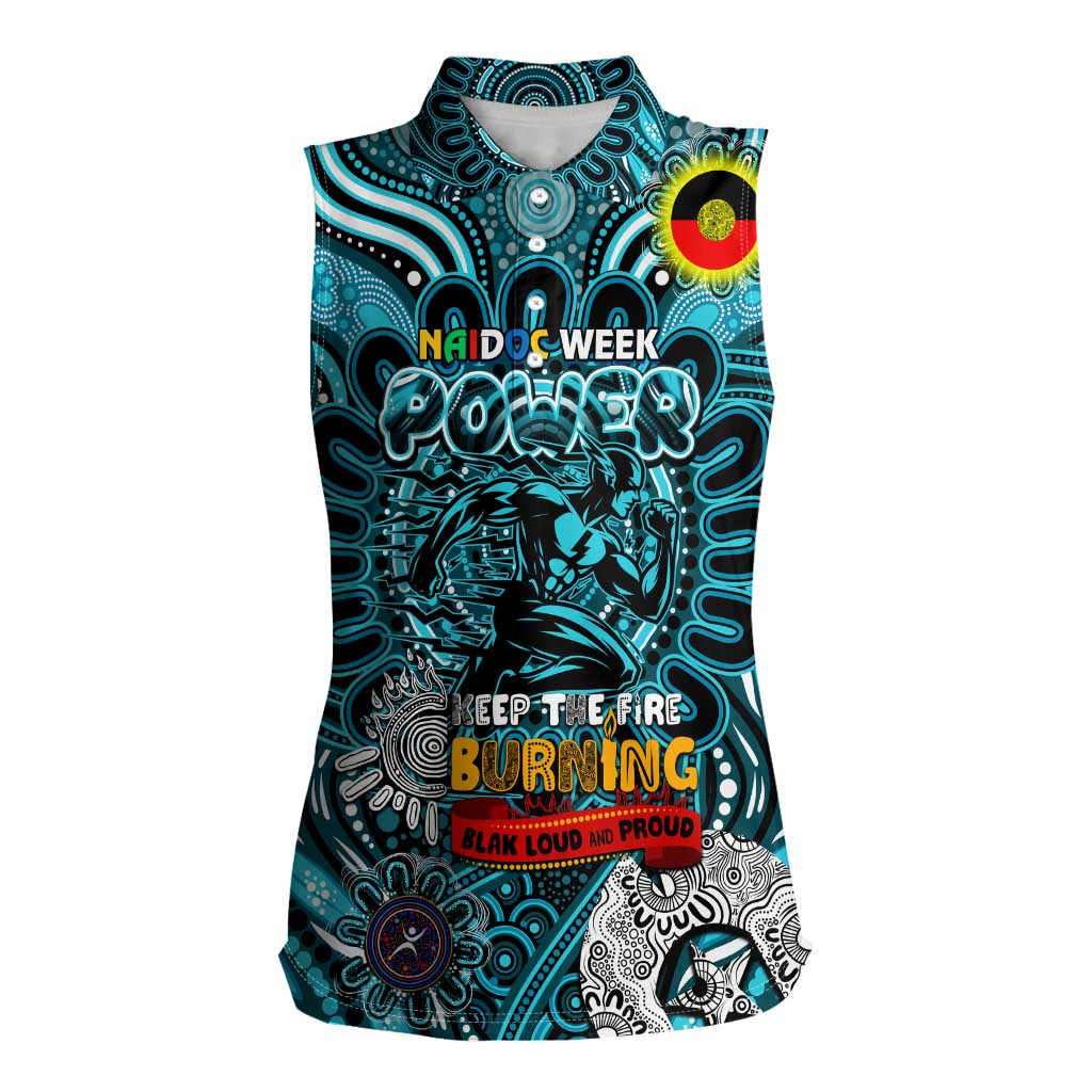 Custom Port Adelaide Power NAIDOC Week 2024 Women Sleeveless Polo Shirt Mascot Football