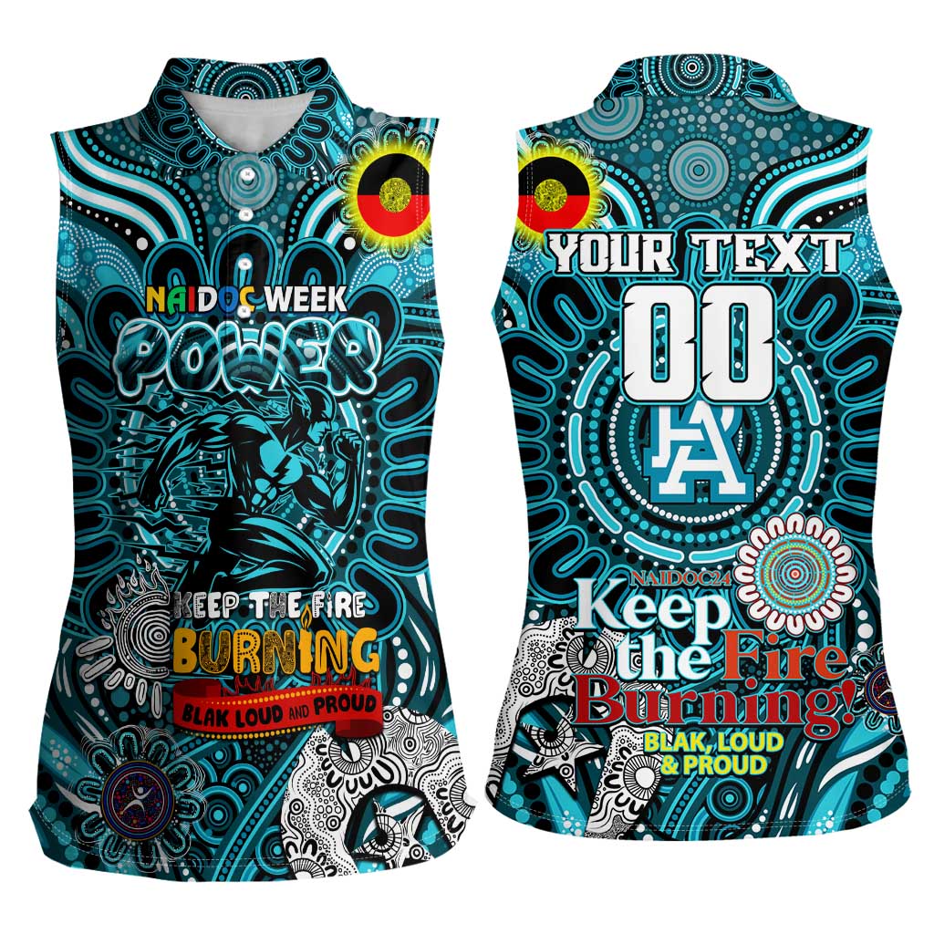 Custom Port Adelaide Power NAIDOC Week 2024 Women Sleeveless Polo Shirt Mascot Football